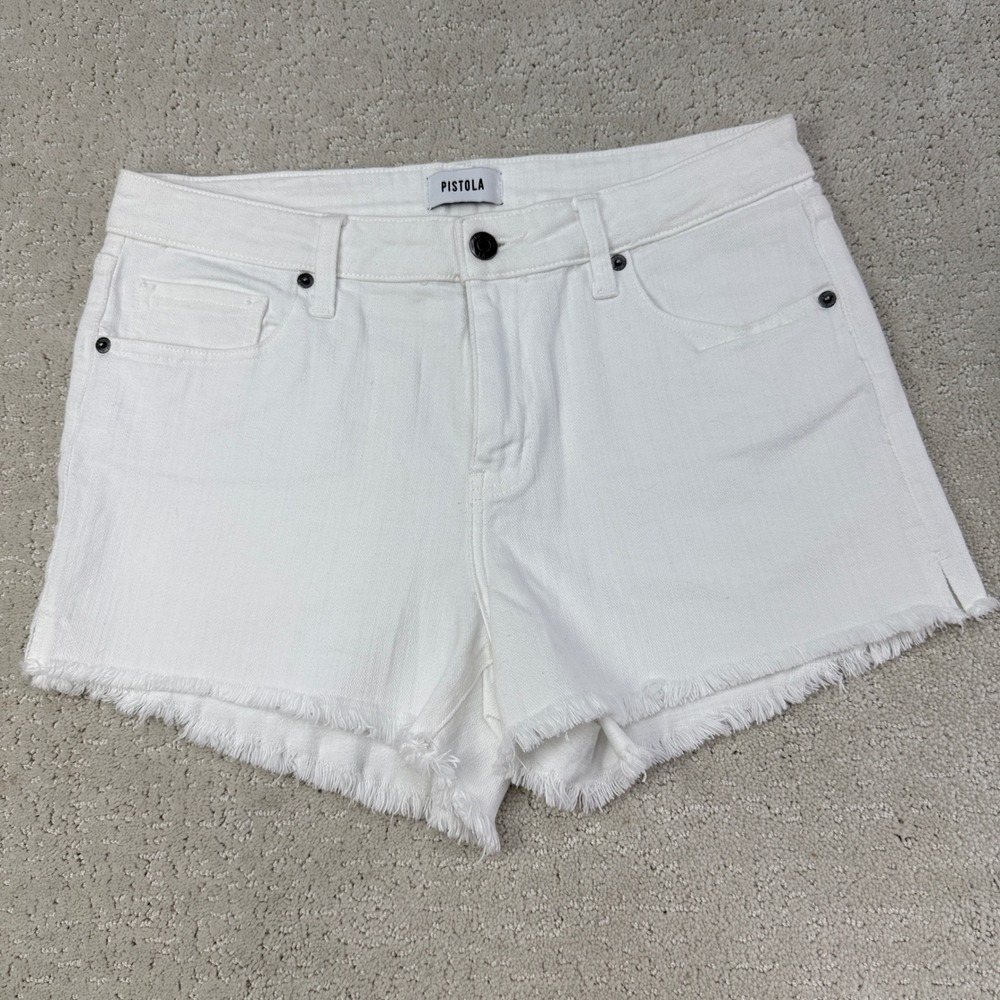 Pistola Denim Shorts Womens‎ 30 White Frayed Raw Hem Casual 5-Pocket 11814
